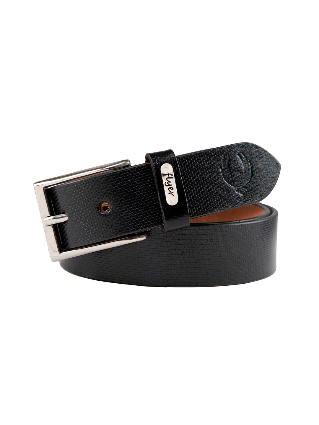 Flyer Men Black Textured Leather Formal Belt