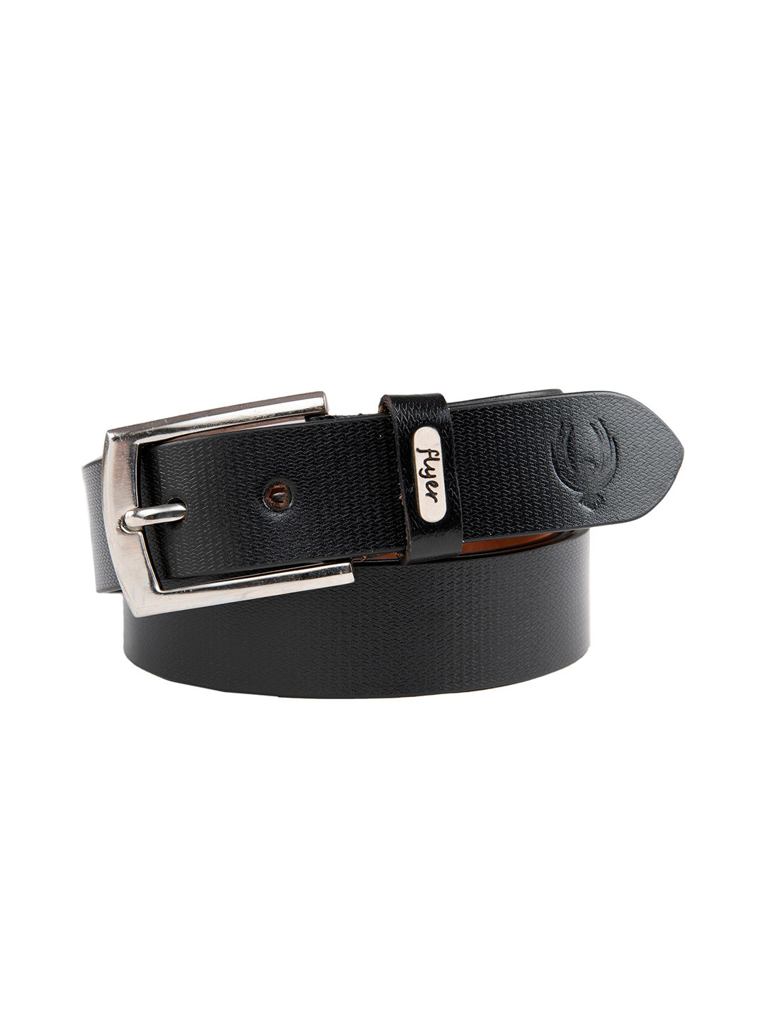 Flyer Men Black Textured Leather Formal Belt