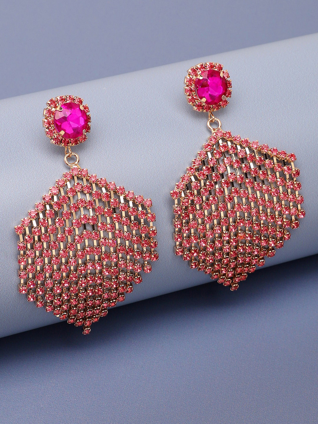 SOHI Gold Plated Pink Drop Earrings