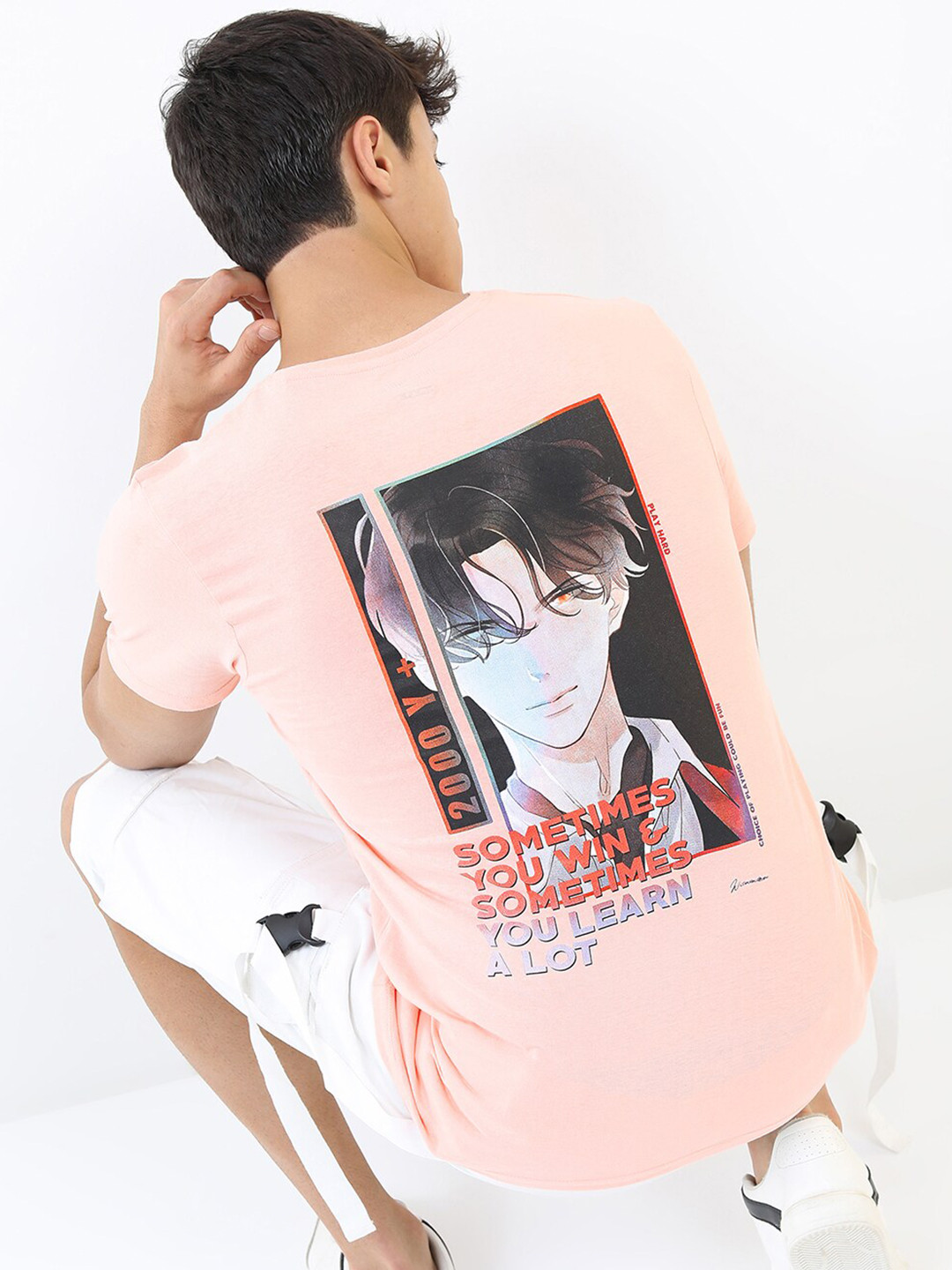 HIGHLANDER Anime Printed Cotton Slim Fit T-shirt