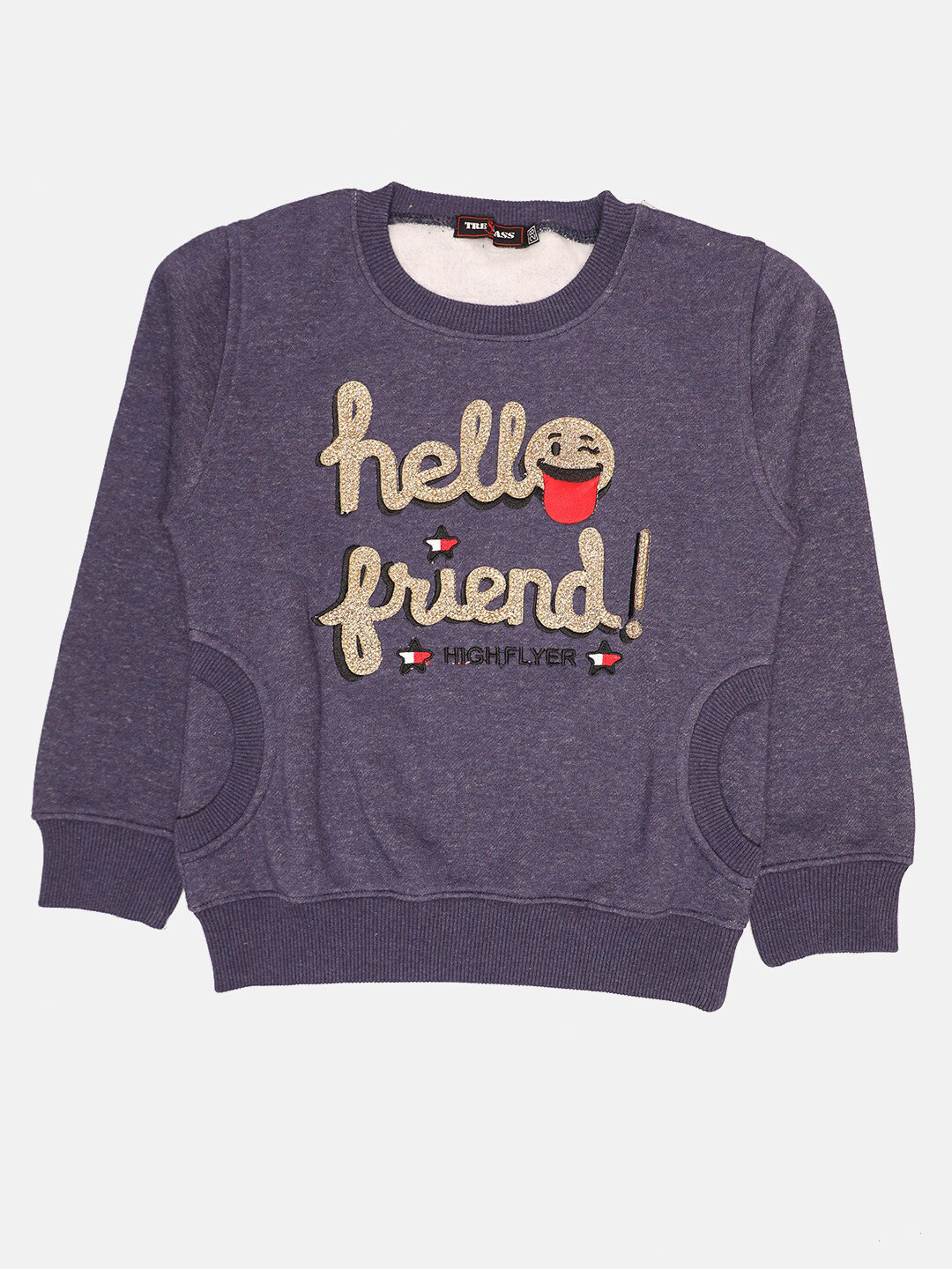 TRE&PASS Girls Violet Printed Cotton  Sweatshirt