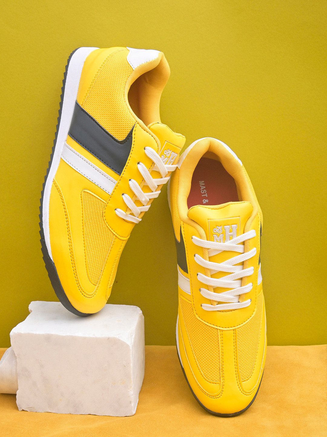 Mast & Harbour Men Yellow Solid Sneakers