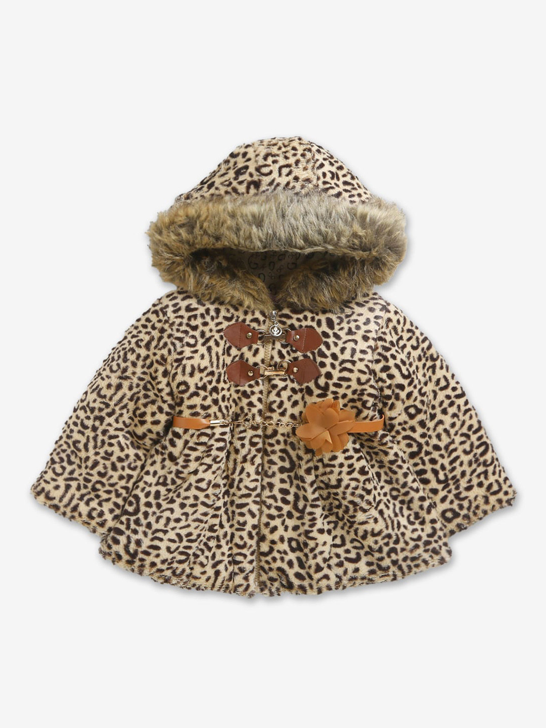 Hopscotch Girls Beige & Black Printed Coats