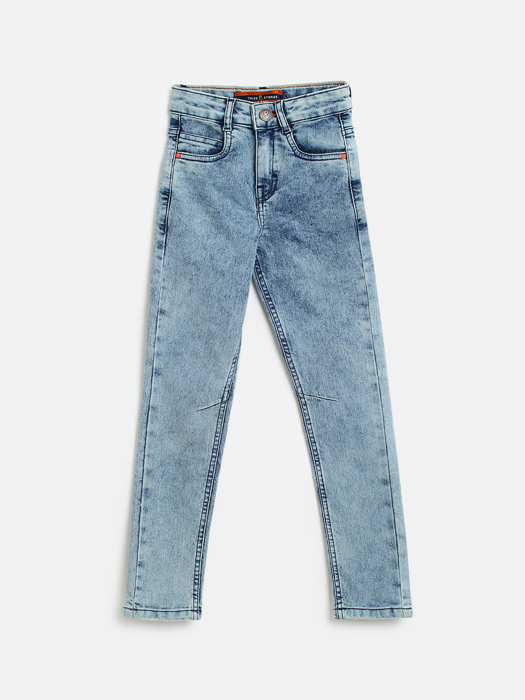 TALES & STORIES Boys Blue Slim Fit Heavy Fade Stretchable Jean