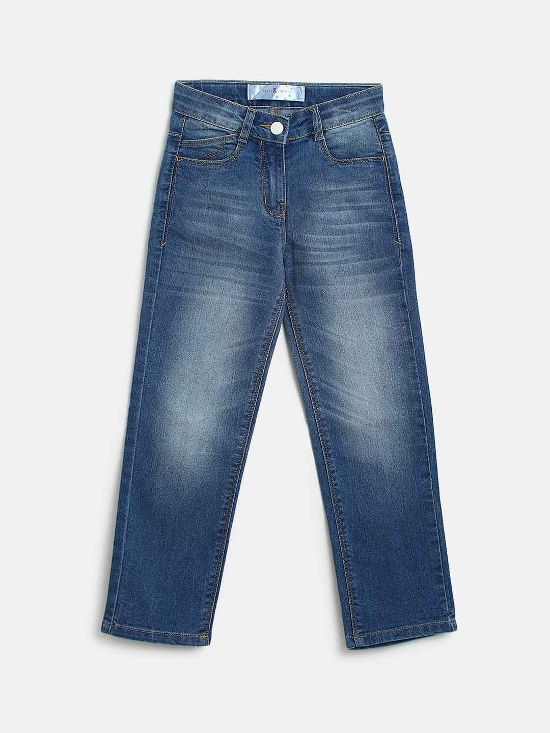 TALES & STORIES Girls Blue Heavy Fade Stretchable Jeans