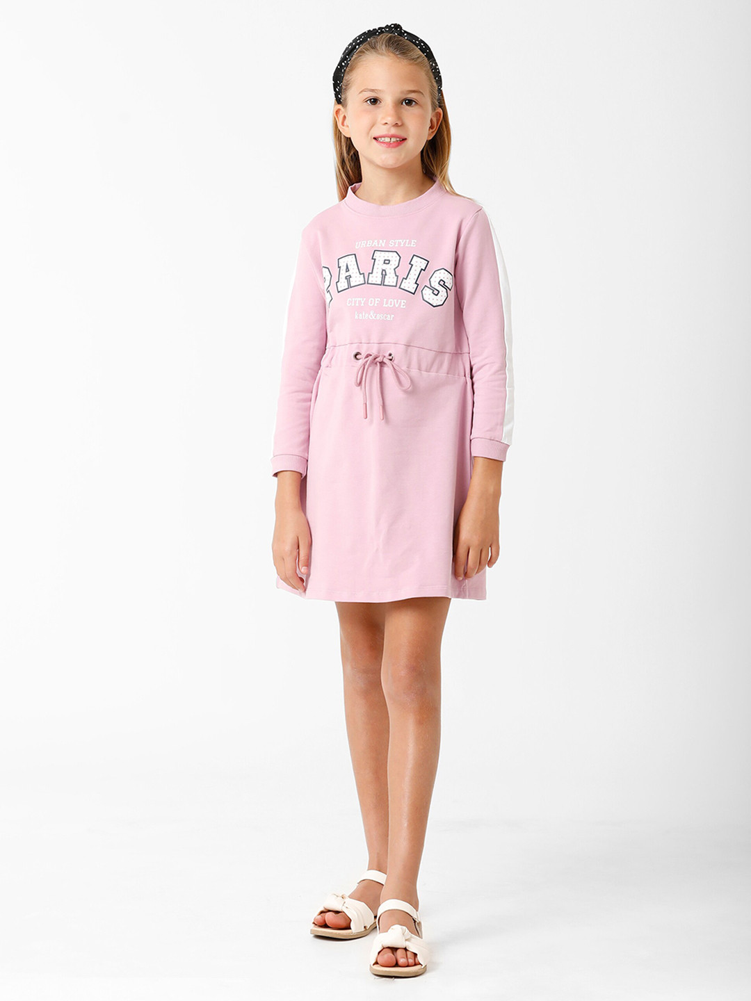 KATE & OSCAR Girls Lavender & White Cotton T-shirt Dress