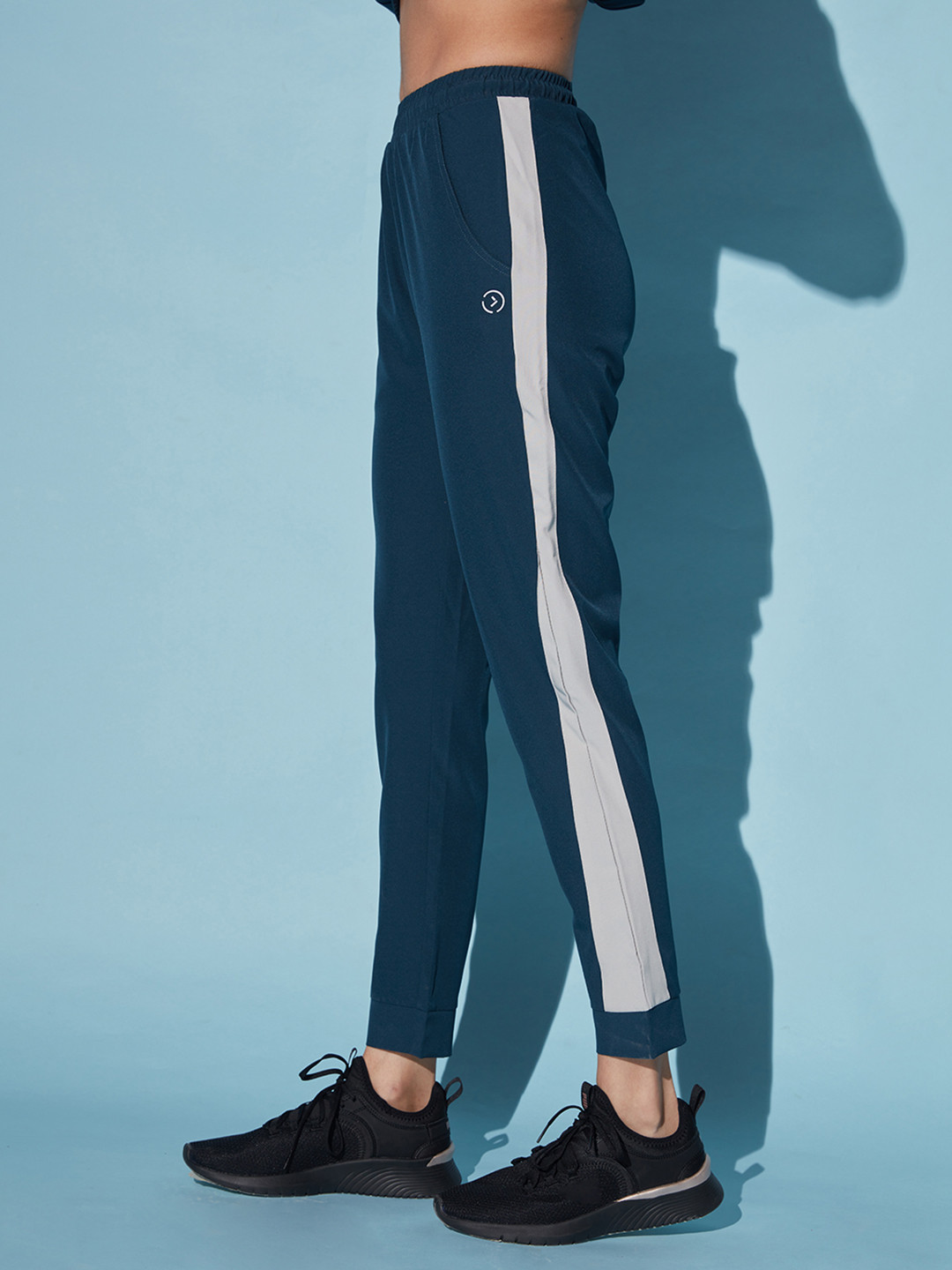 KICA Women Sea Green & White Solid Track Pants