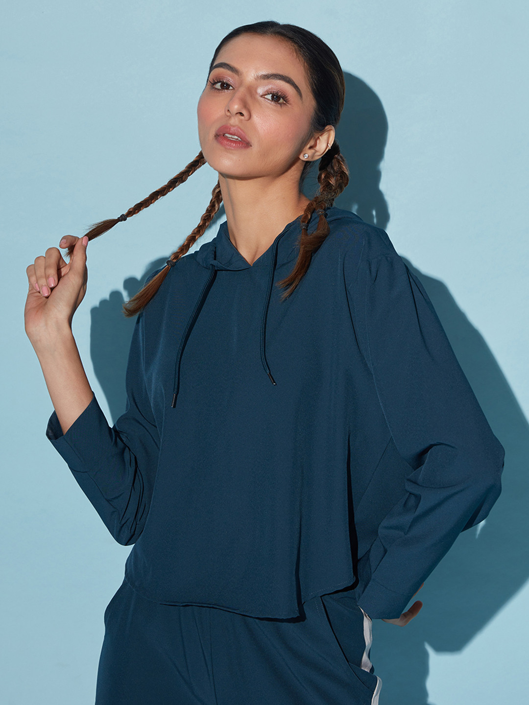 KICA Women Blue Lightweight Crop Outdoor Dry Fit Sporty Jacket