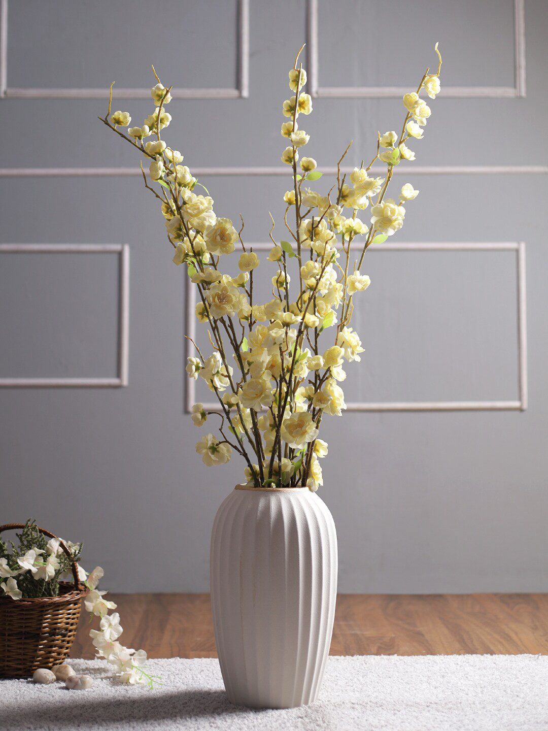 TAYHAA Set Of 2 Yellow & Green Artificial Flowers Sticks