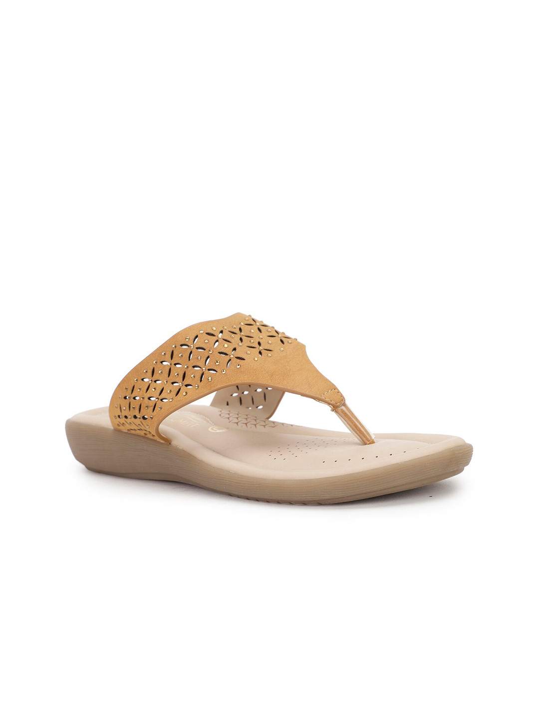 Bata comfit Women Brown Open Toe Flats with Laser Cuts