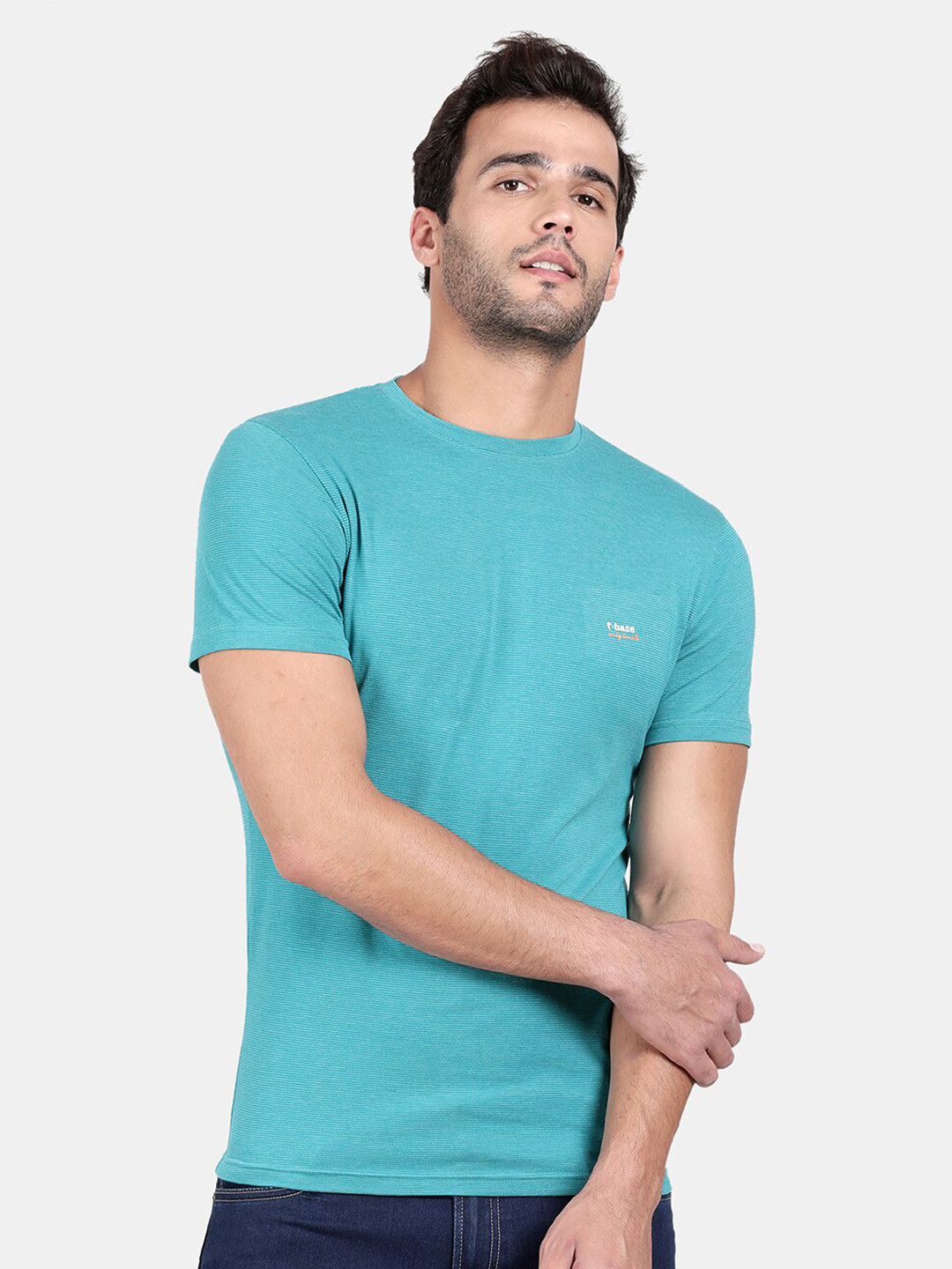 t-base Men Blue Lapis Striper Cotton T-shirt