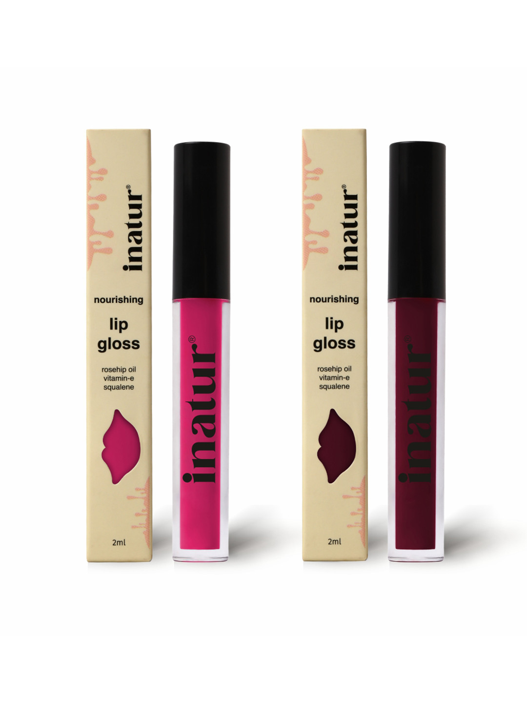 Inatur Set of 2 Lip Gloss 1.6ml each - Attitude and Wine