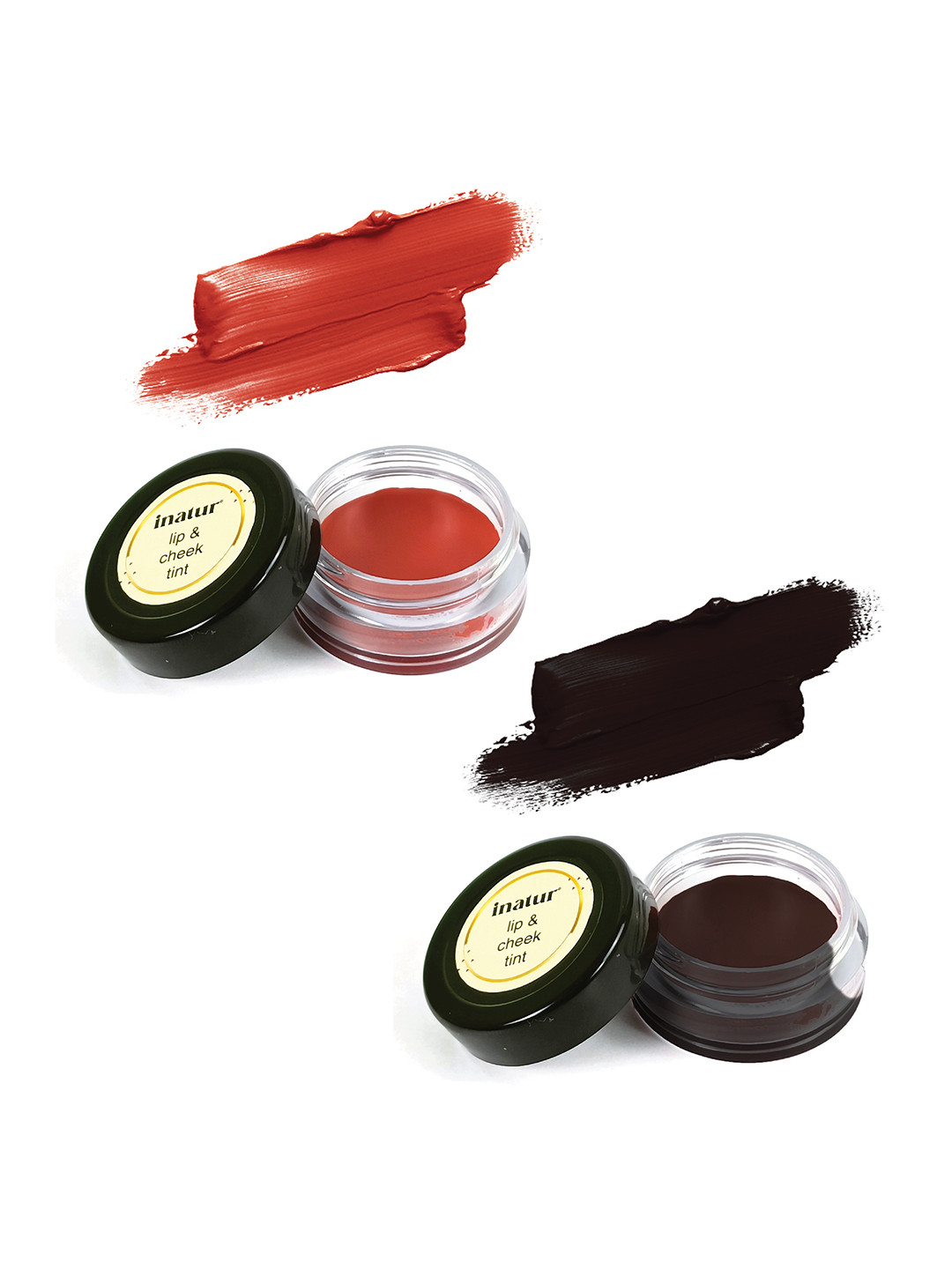 Inatur Set Of 2 Lip & Cheek Tint 8gm - Sunny Red and Mocha