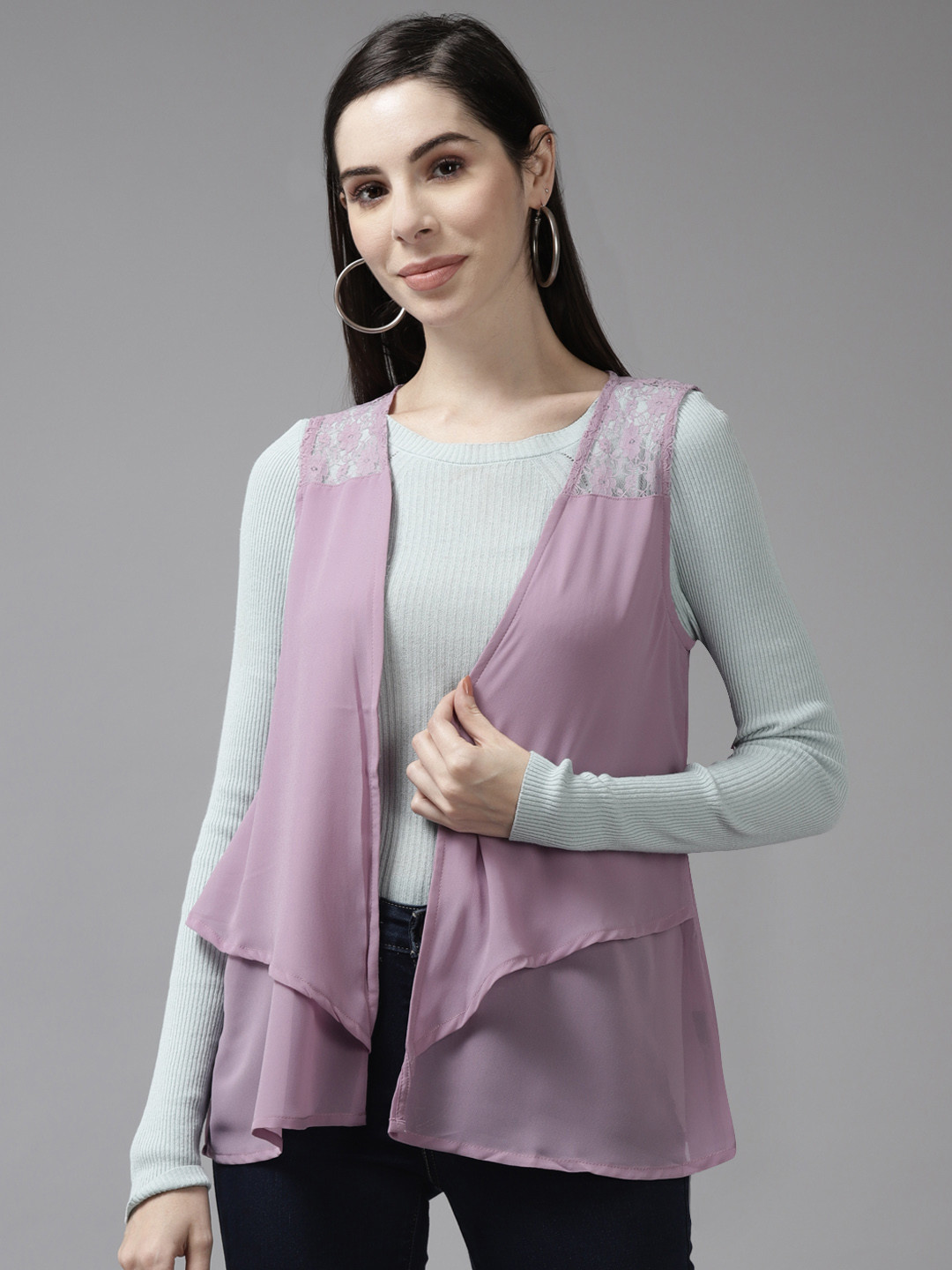 Aarika Women Purple Lightweight Open Front Jacket