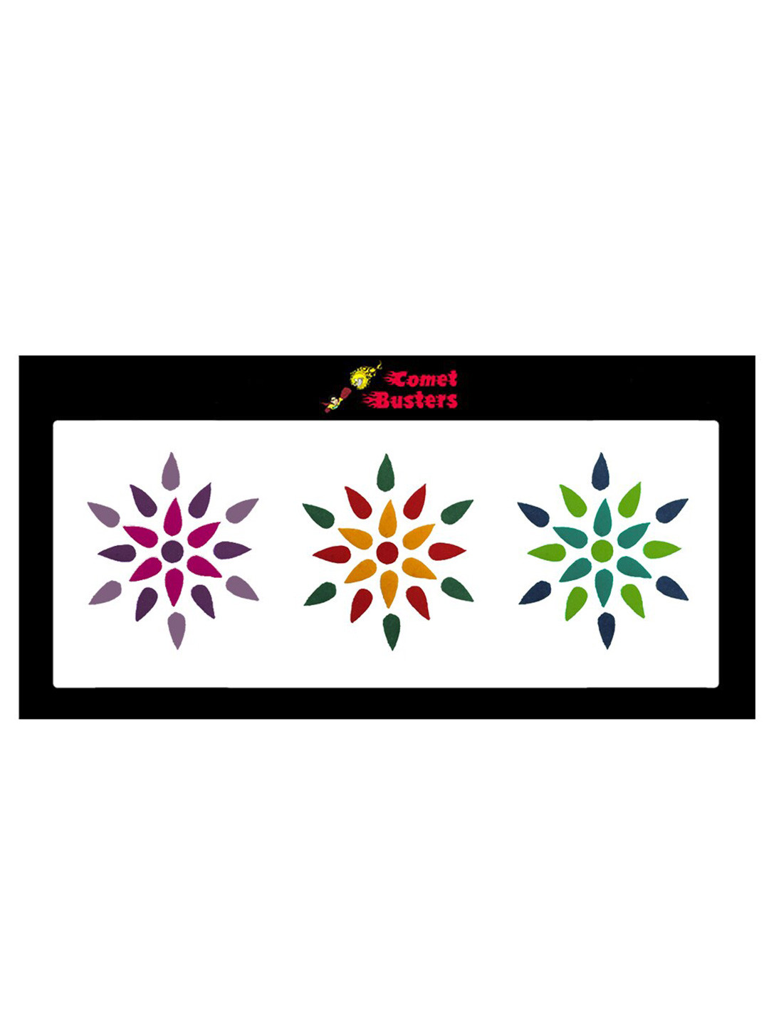 Comet Busters 57 Pcs Reusable Designer Teardrop-Shaped Bindis - Multicoloured