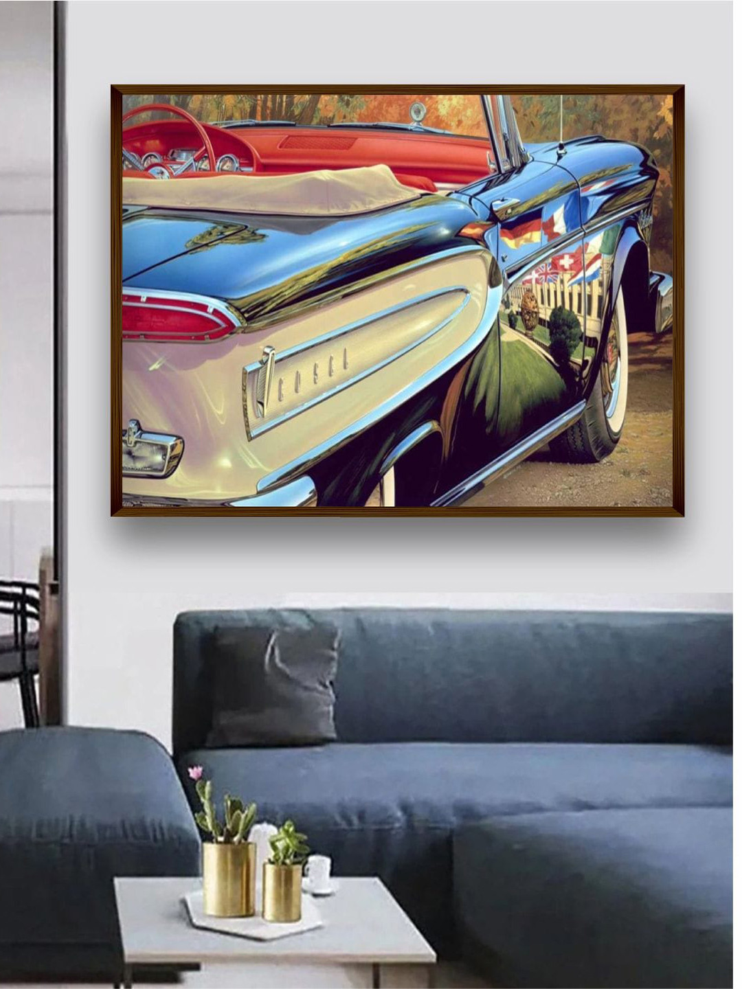 The Art House Blue Canvas Wall Living Room Rectangle Paintings Wall Art -39.76 x 29.92In