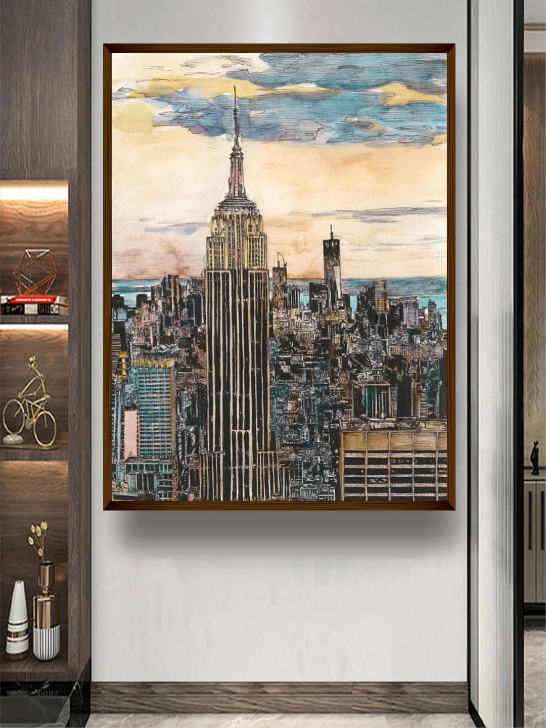 The Art House Beige & Black Wooden Frame Canvas Painting