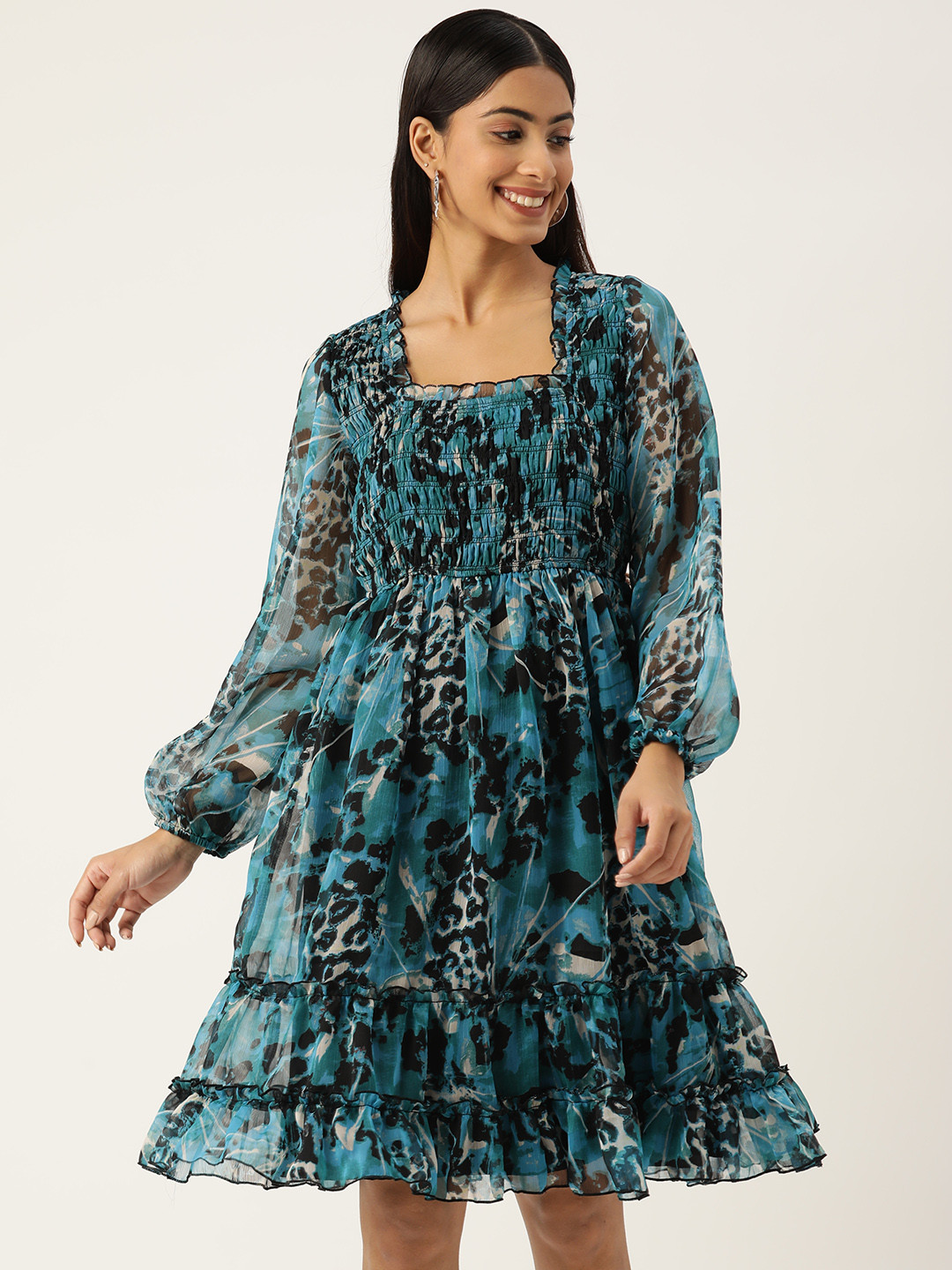 Antheaa Woman Smocked Tiered Dress