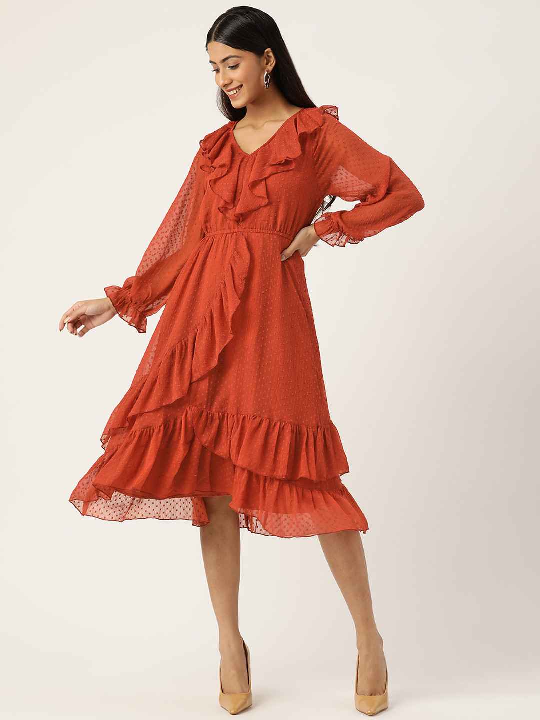 Antheaa Woman Frilled Wrap Dress