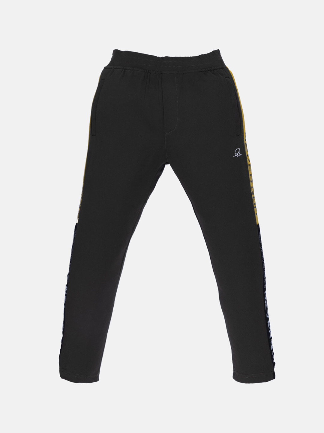 Status Quo Boys Olive Green Solid With Side Printed Details Track Pants