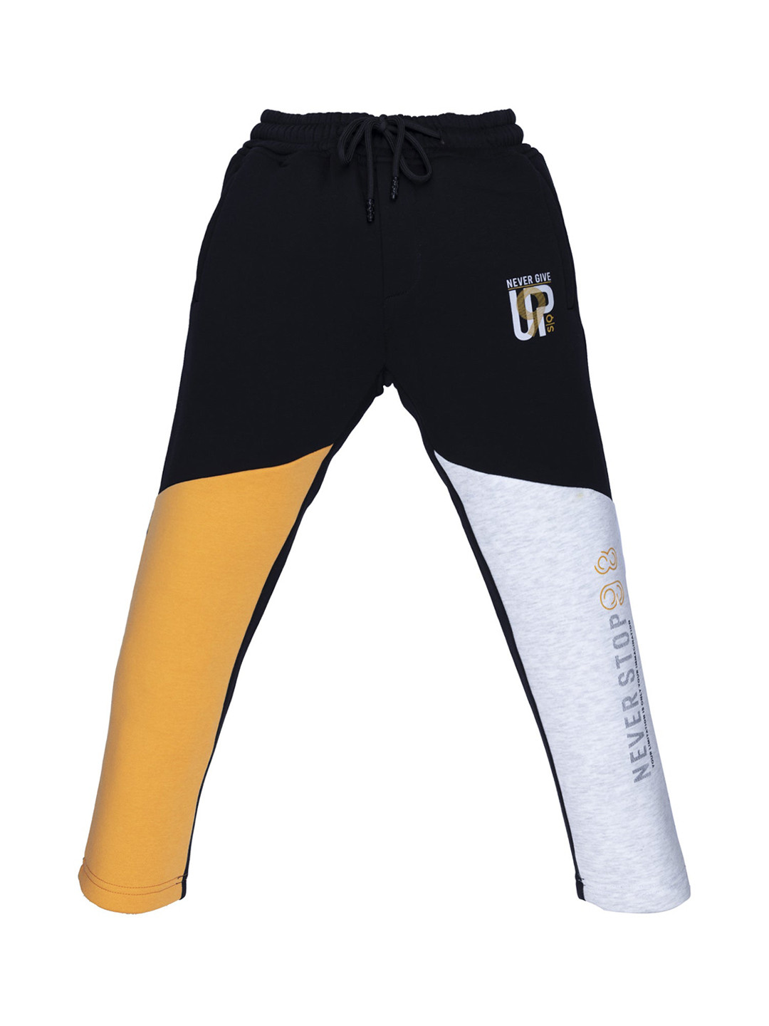 Status Quo Boys Black & Yellow Colour-Blocked Track Pants