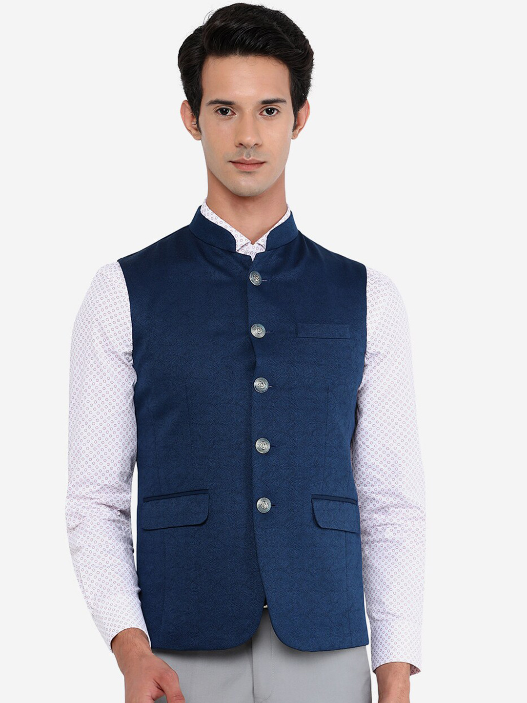 JB STUDIO Men Blue Tailored Jacket