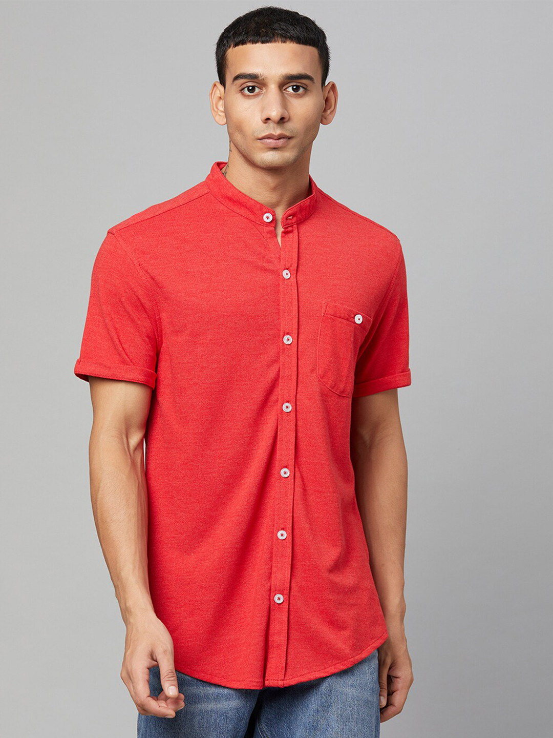 Club York Men Red Casual Cotton Shirt