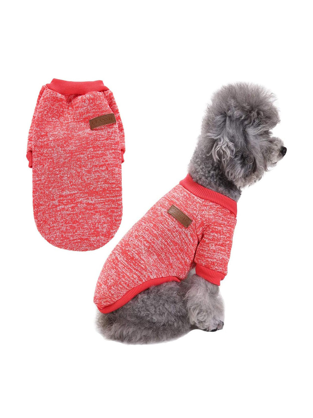 PAWCHIE Red Self Design Knitted Dog Sweaters