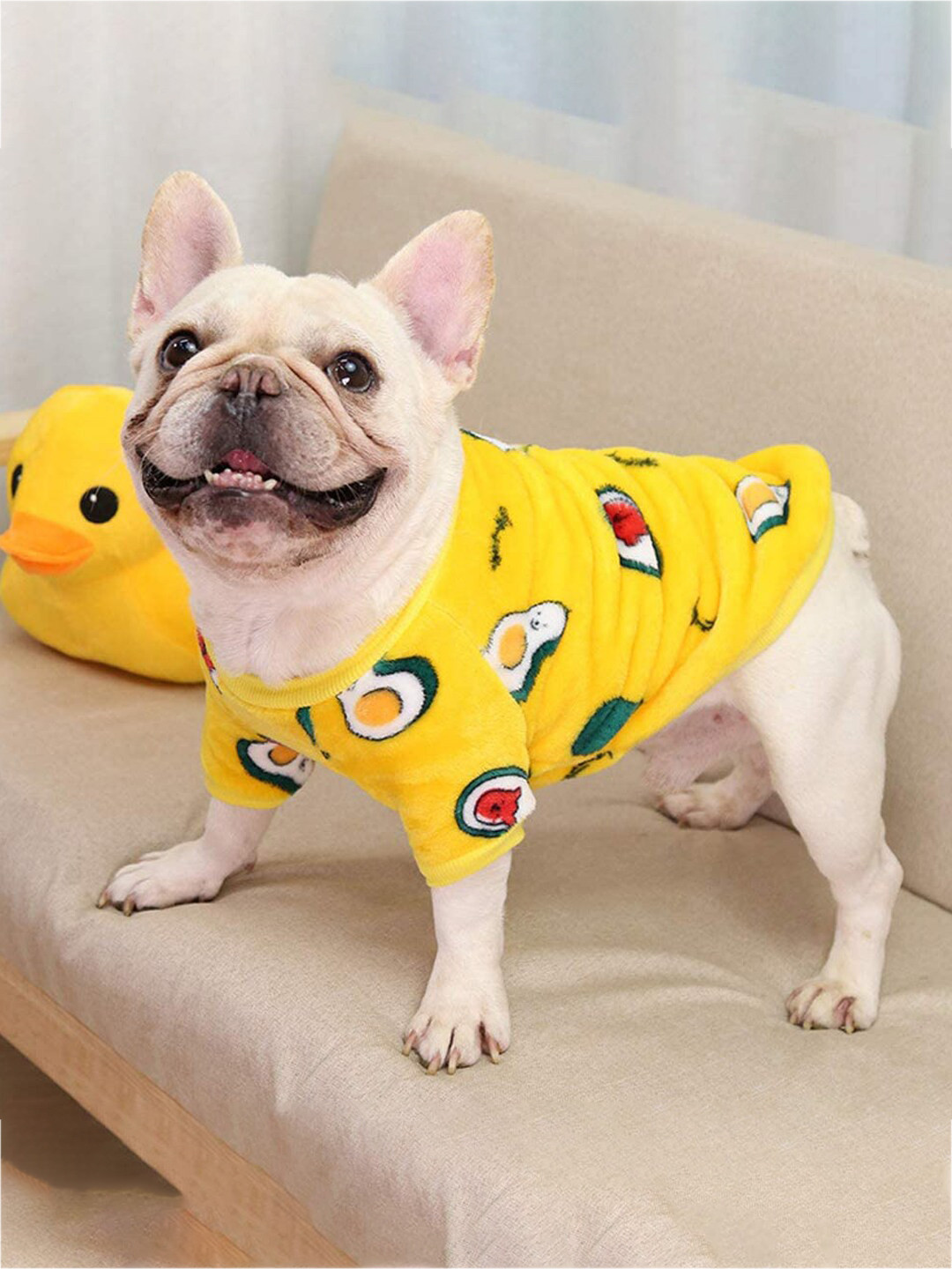 PAWCHIE Yellow Printed Fleece Dog Hoodie