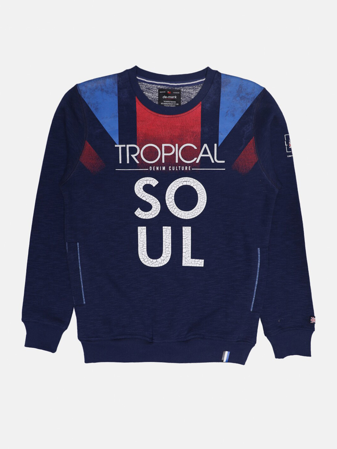 Little Kiki Boys Blue Printed Cotton Sweatshirt