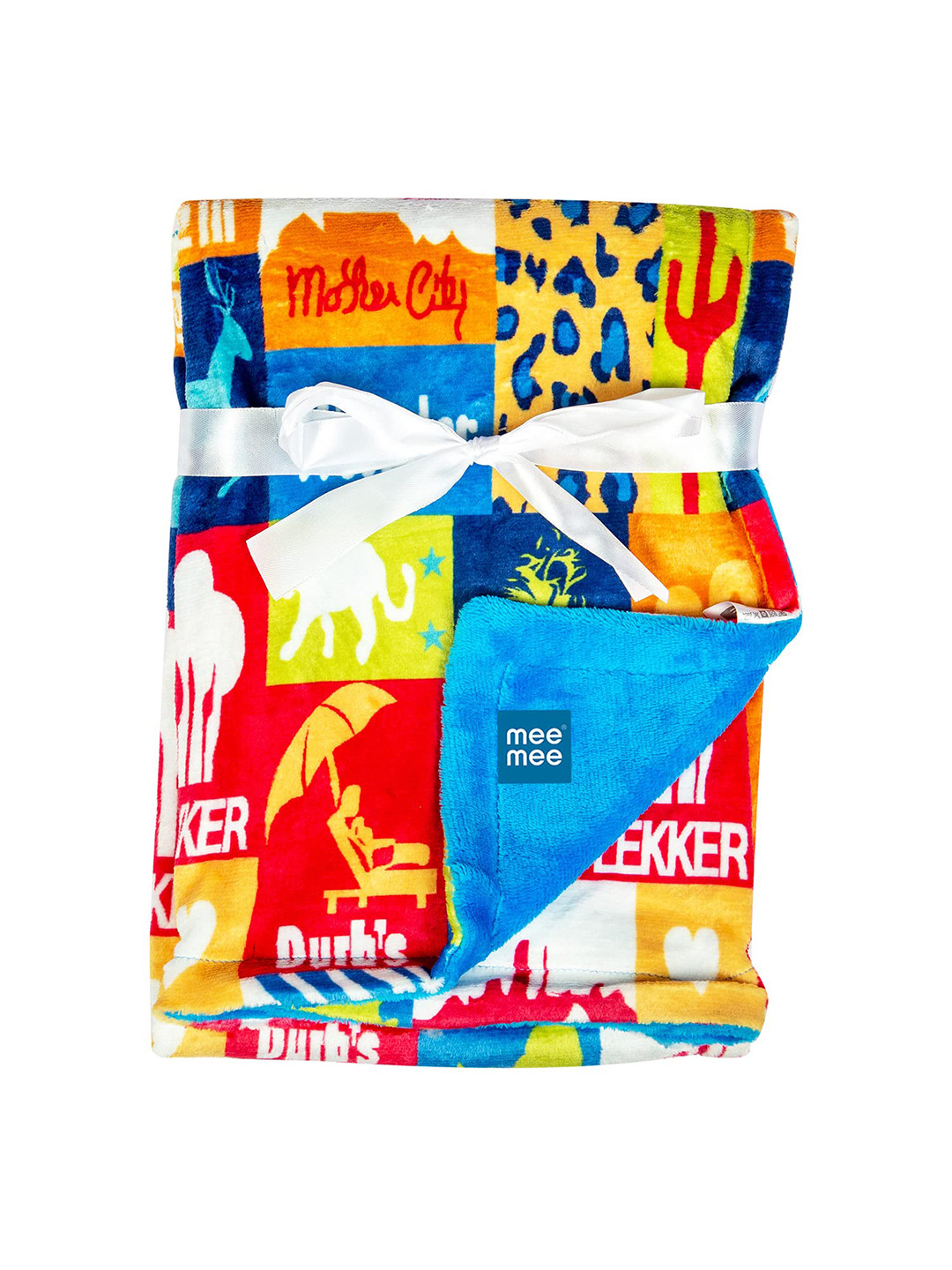 MeeMee Blue & Orange Geometric AC Room Single Bed Blanket