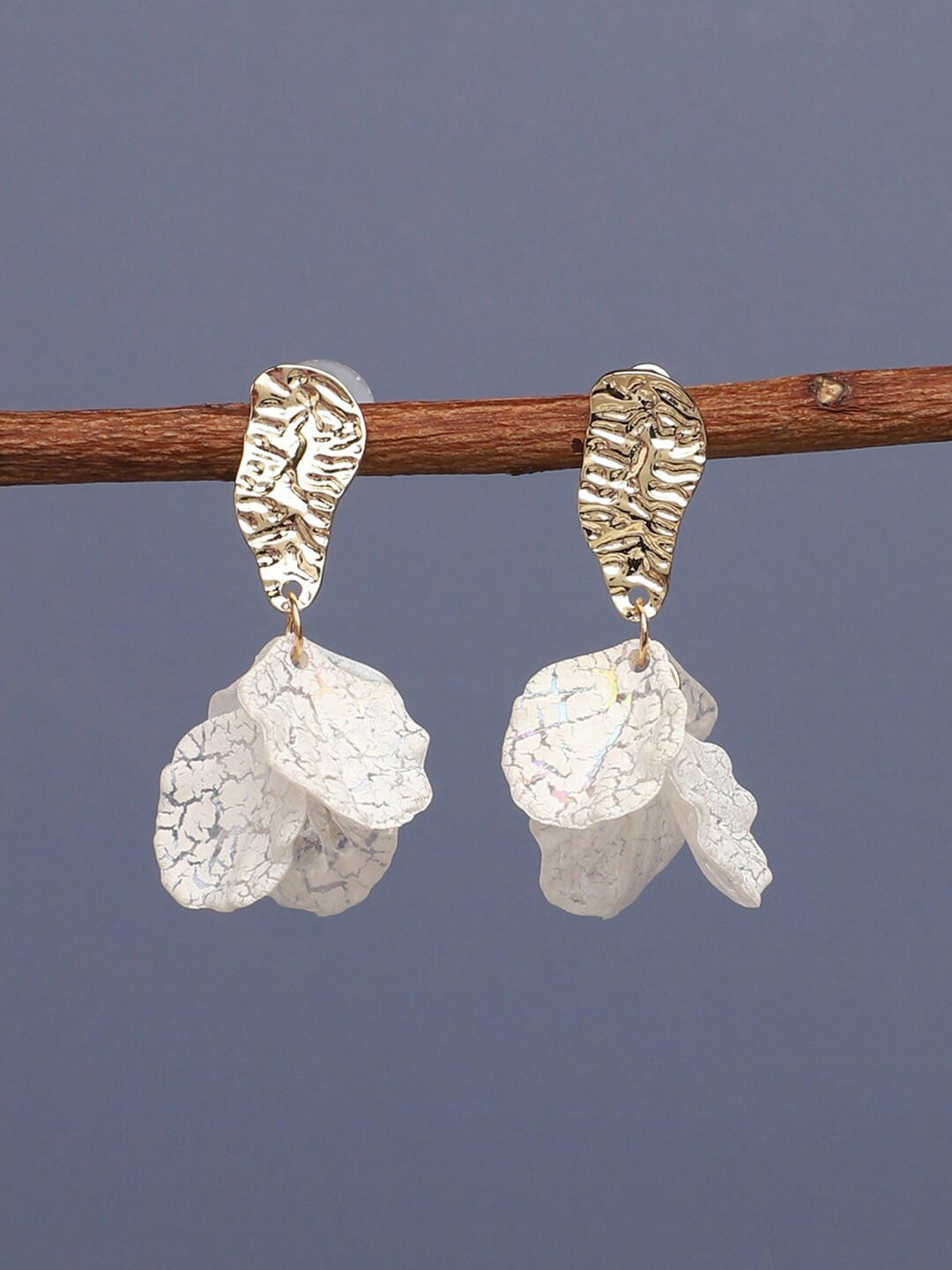 SOHI Gold-Plated White Stone Drop Earrings