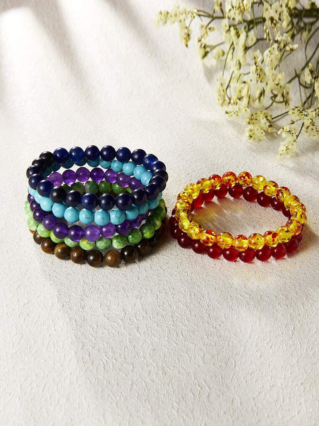 Young & Forever Unisex 7 Purple & Orange Brass Crystals Handcrafted Bracelet