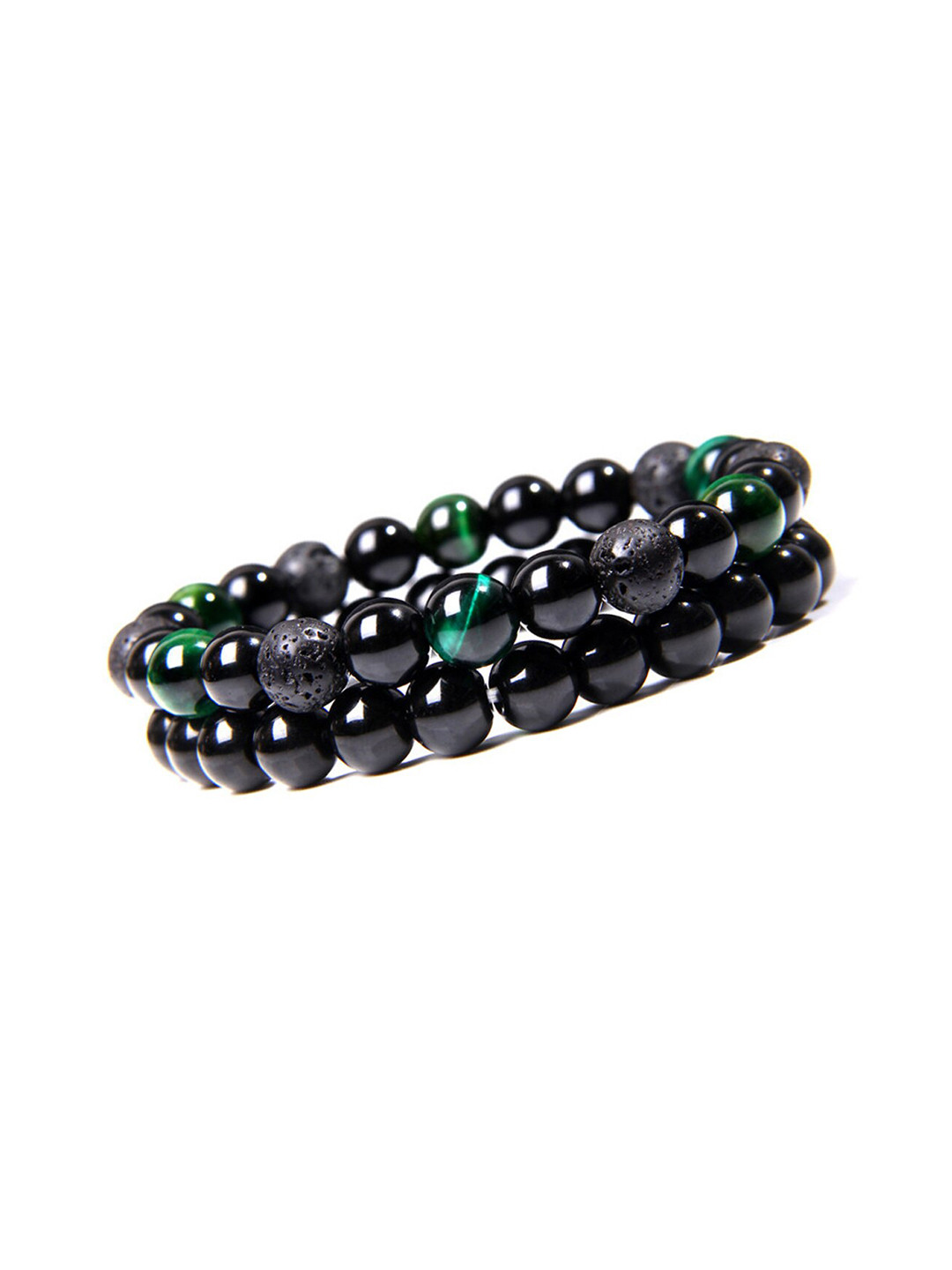 Young & Forever Unisex 2 Green & Black Brass Onyx Handcrafted Bracelet