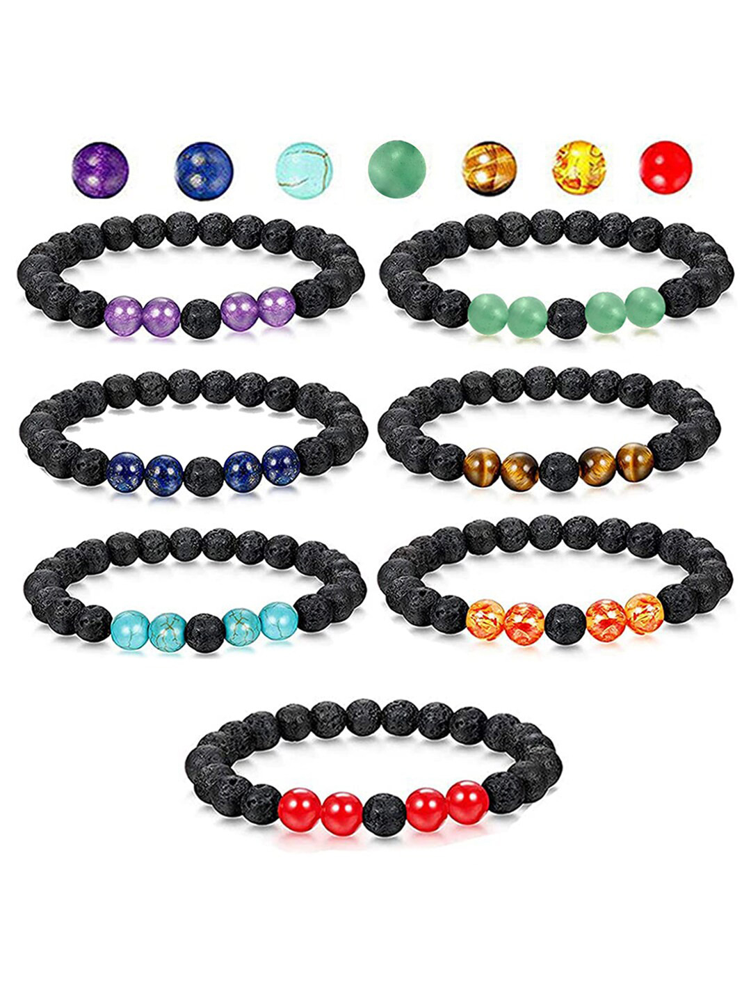 Young & Forever Unisex 7 Black & Red Brass Crystals Handcrafted Brass-Plated Bracelet