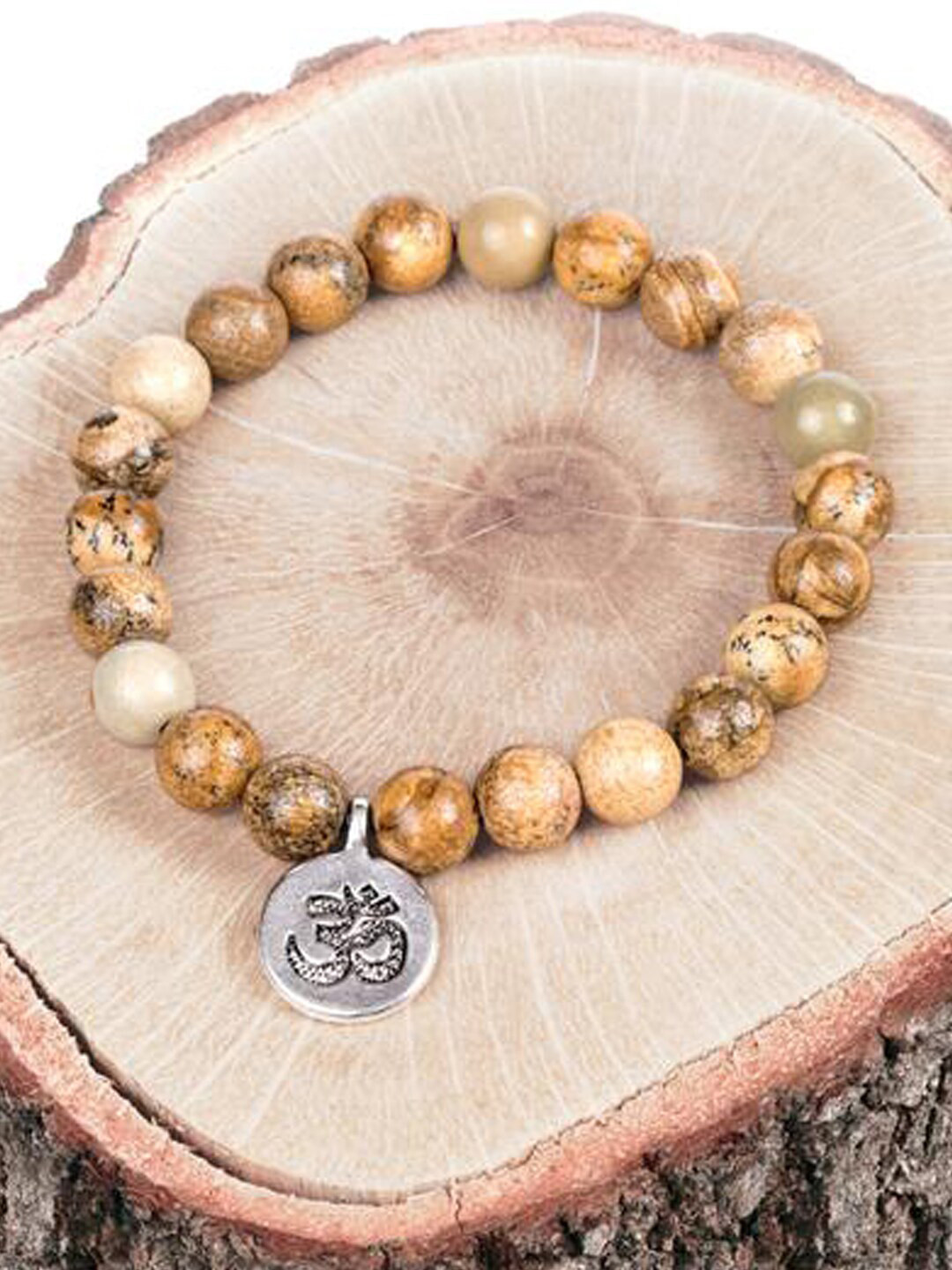 Young & Forever Unisex Brown & Grey Brass Crystals Handcrafted Brass-Plated Bracelet