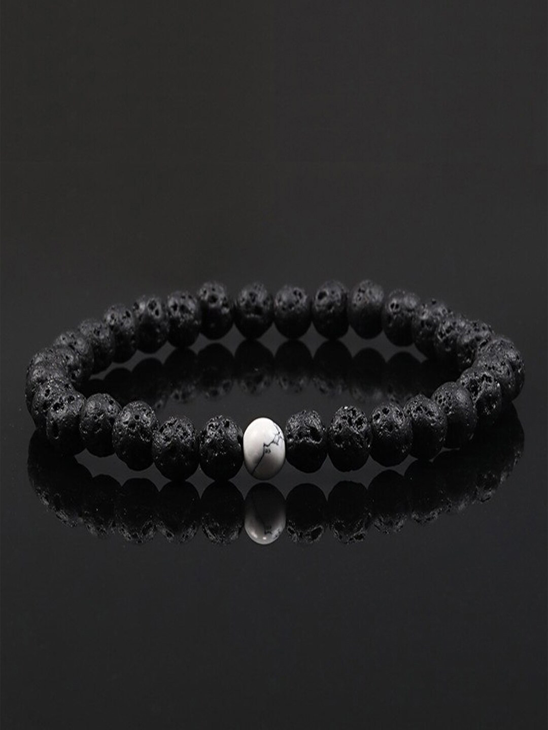 Young & Forever Unisex 2 Black & White Brass Crystals Handcrafted Bracelet