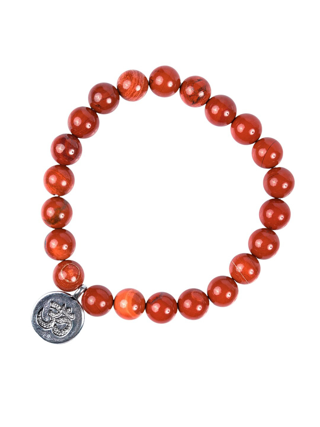 Young & Forever Unisex Red & Silver-Toned Brass Crystals Handcrafted Brass-Plated Bracelet