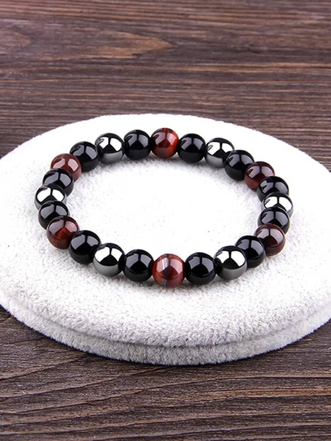 Young & Forever Unisex Red & Black Brass Tigers Eye Handcrafted Bracelet