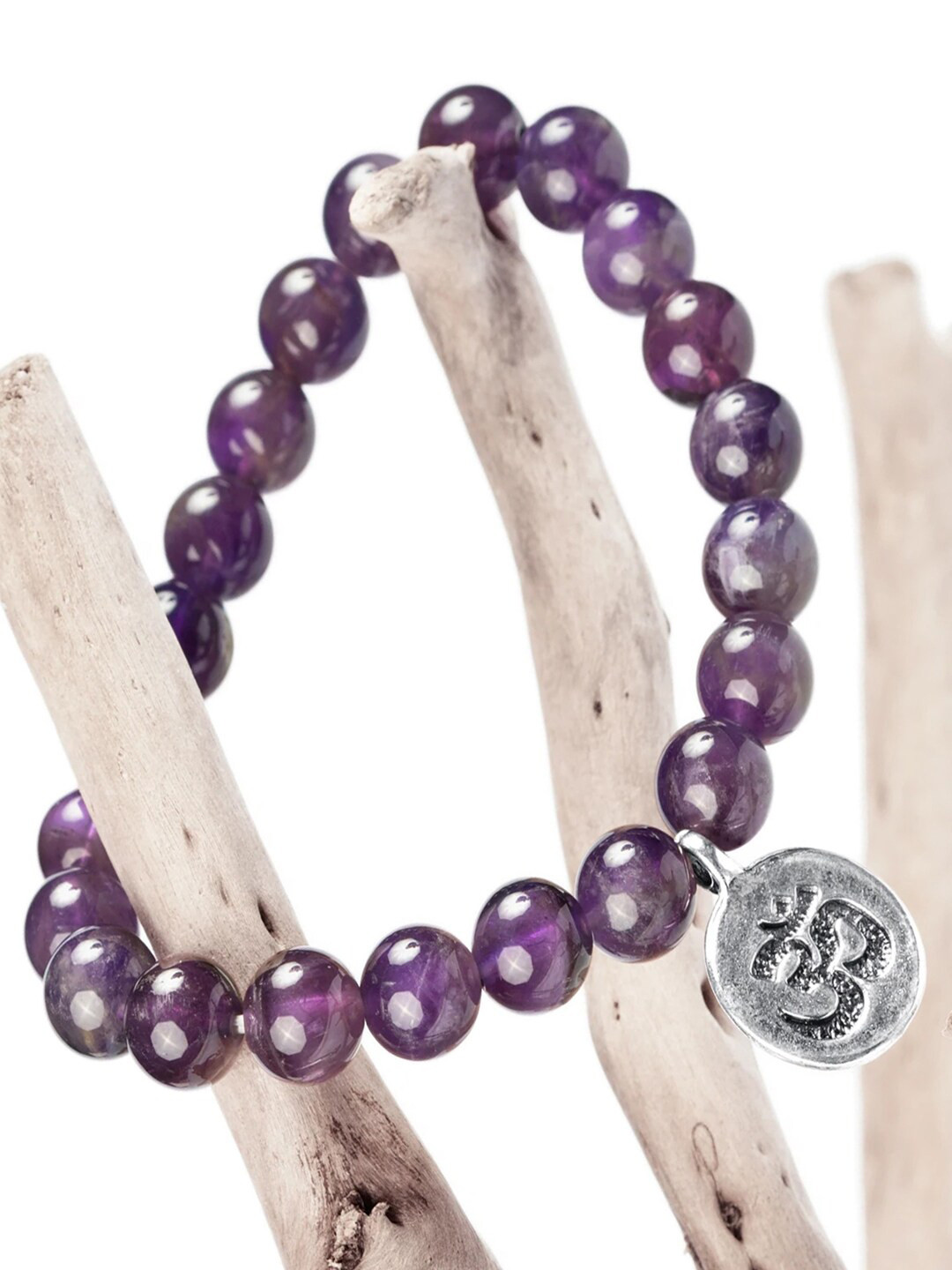 Young & Forever Unisex Pink & Grey Brass Amethyst Handcrafted Brass-Plated Bracelet