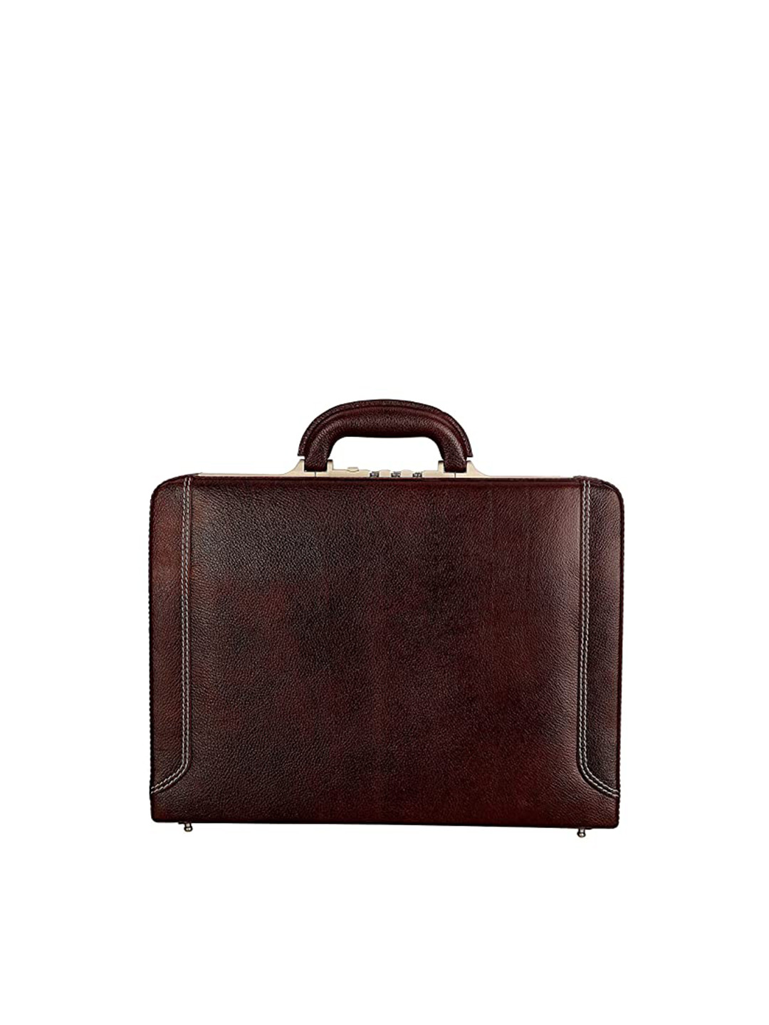 RICHSIGN Unisex Brown Leather Laptop Office Briefcase Bag