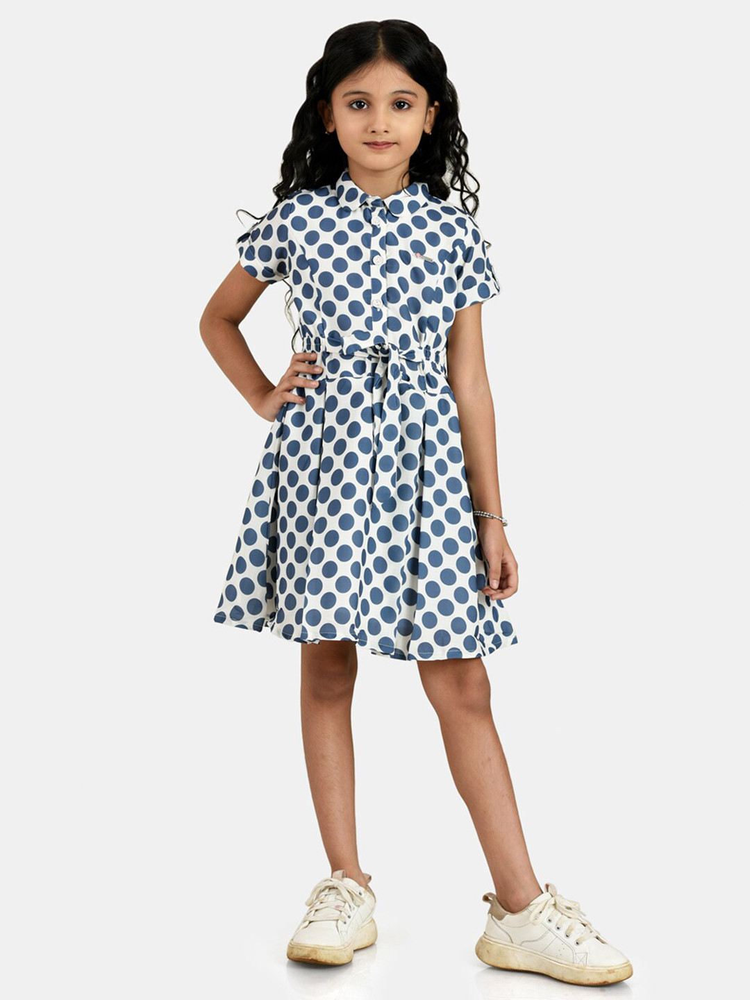 Peppermint Teal & White Polka Dots Printed Dress