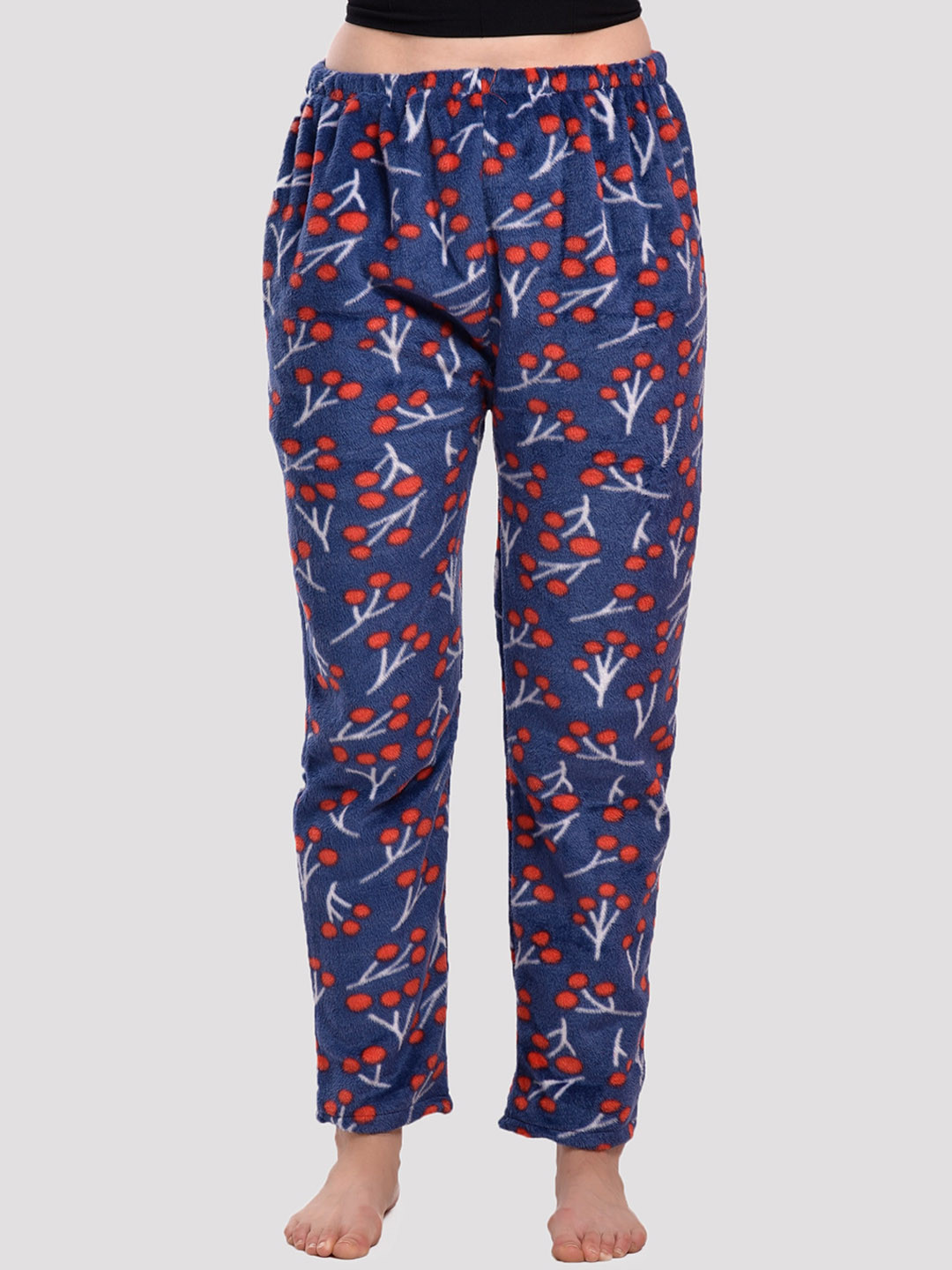 CIERGE Women Blue Printed Woolen Lounge Pant