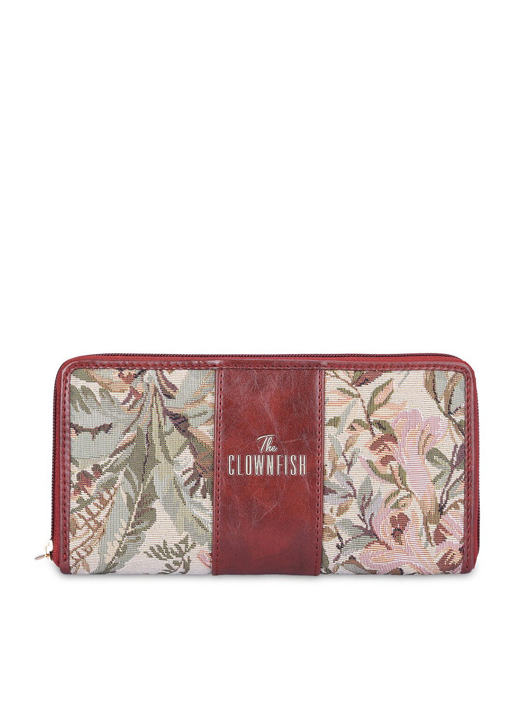 THE CLOWNFISH Aria Women Beige Floral Printed Zip Around Wallet