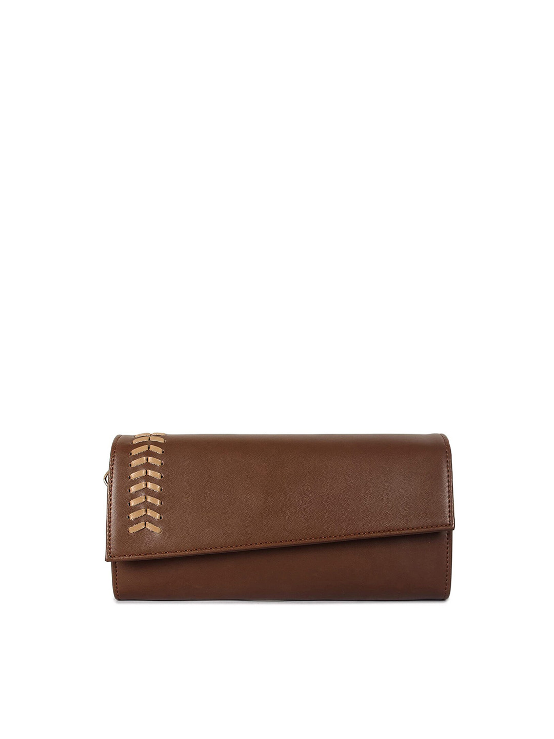 THE CLOWNFISH Myra Women Brown & Beige Woven Design Envelope Wallet