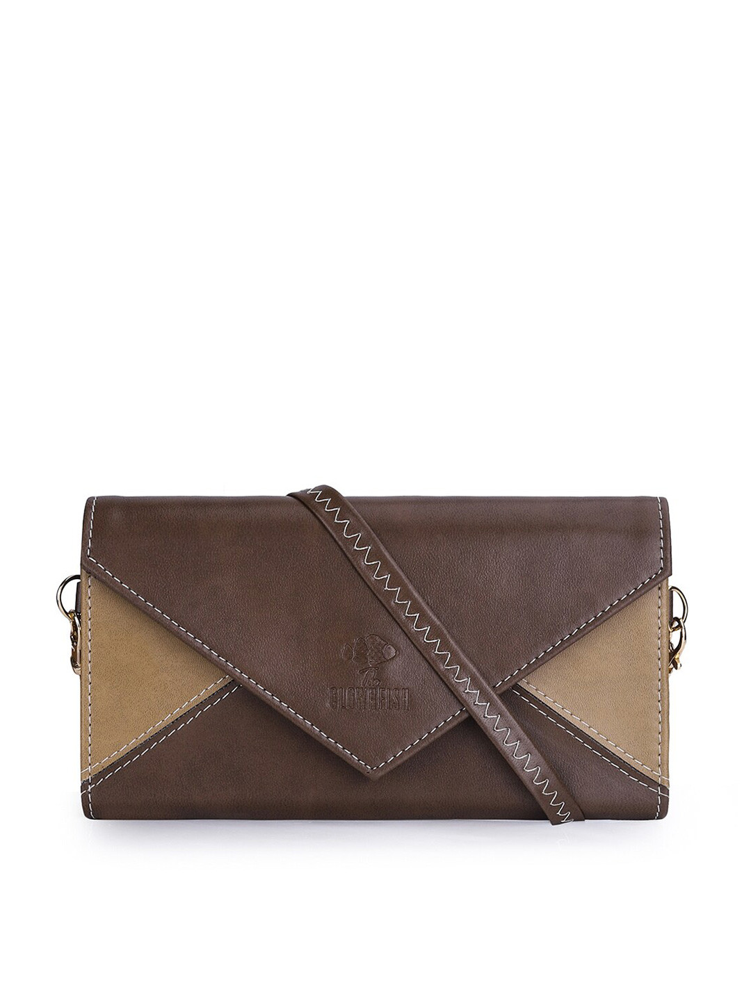 THE CLOWNFISH Asmi Women Coffee Brown & Cream Colourblocked Envelope