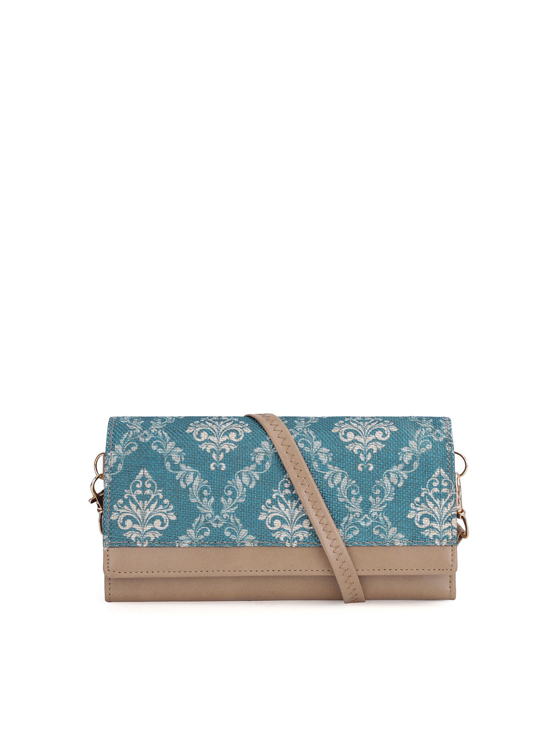 THE CLOWNFISH Erika Women Blue & Beige Floral Envelope