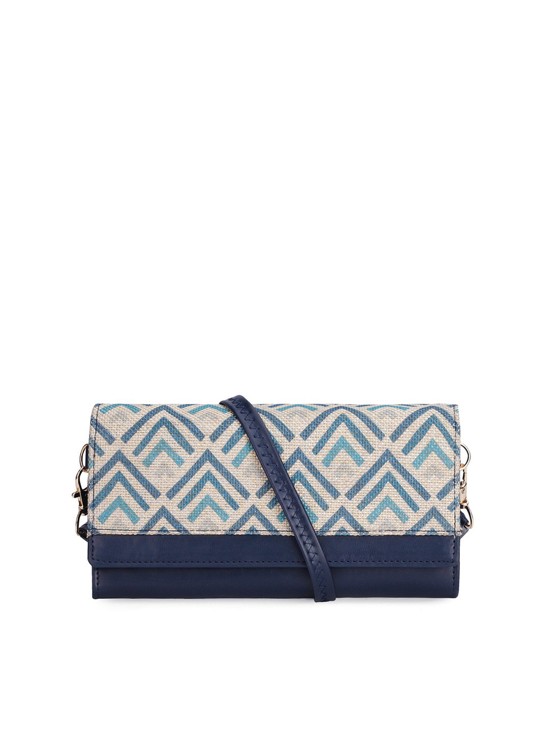 THE CLOWNFISH Erika White & Navy Blue Geometric Printed Envelope