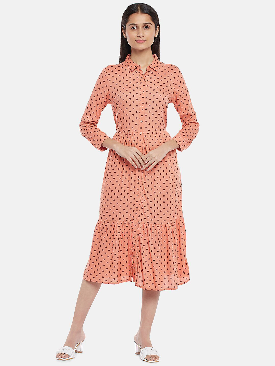 Honey by Pantaloons Women Pink Shirt Midi Dress