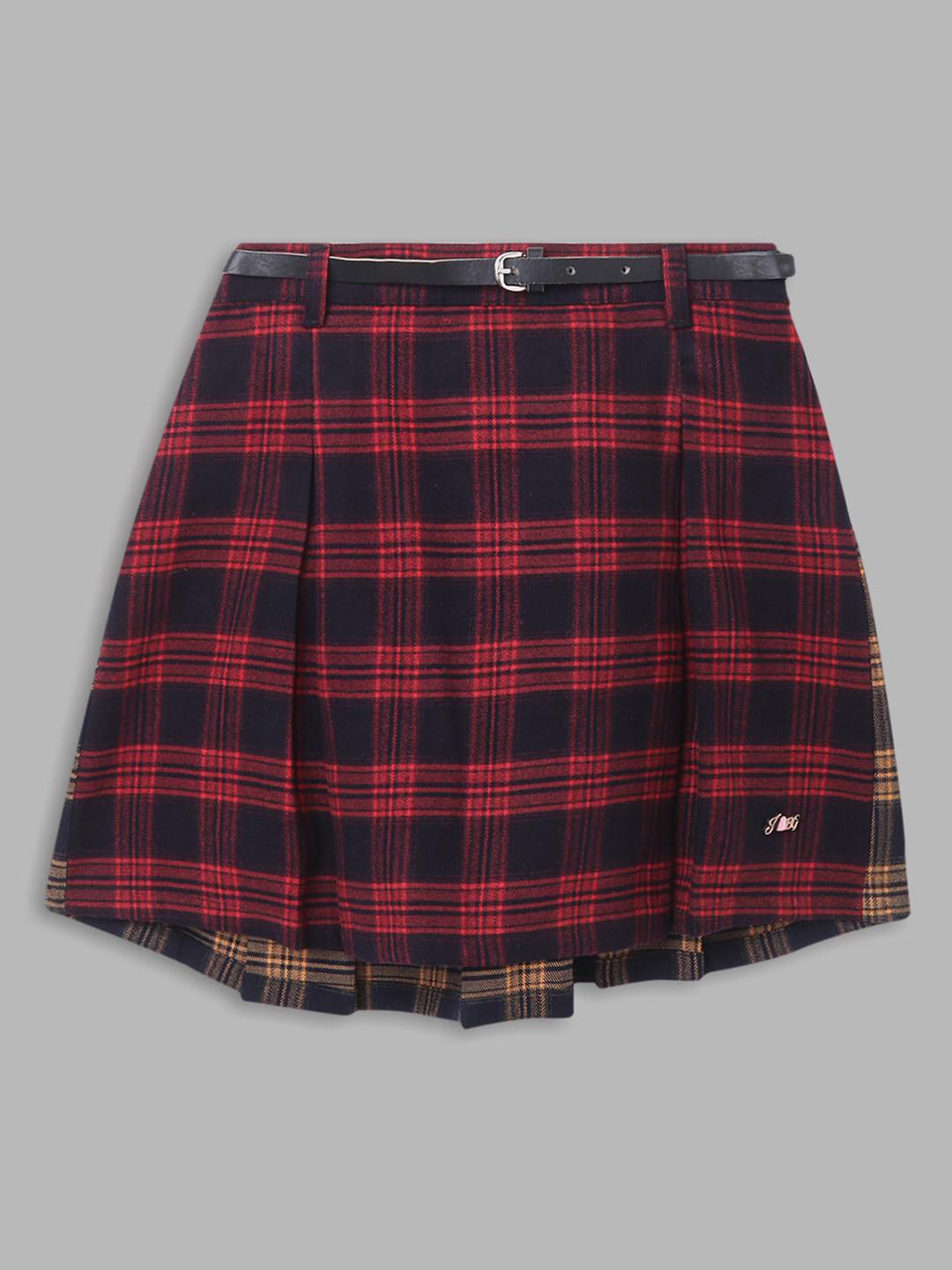 Blue Giraffe Girls Red & Blue Checked Flared Mini Skirt